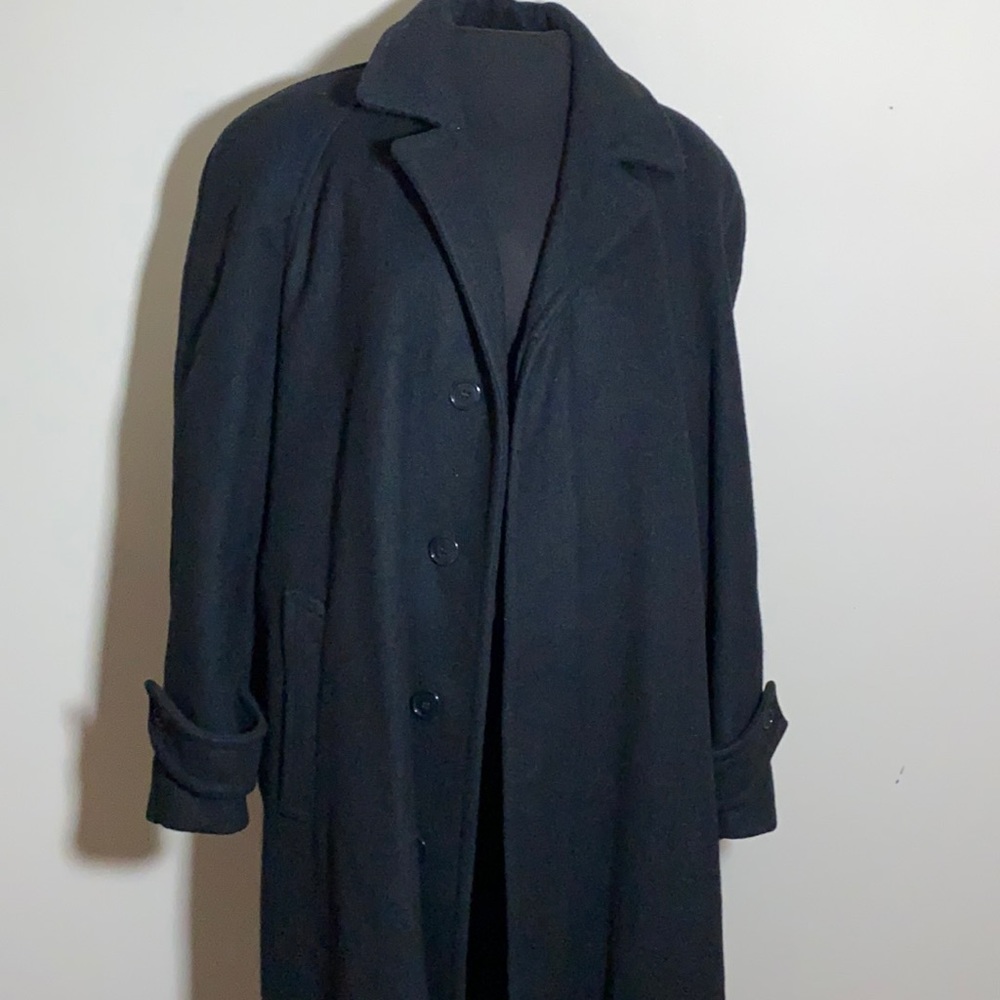 Mens Fox Knapp Heavy Wool Over Coat Trenchcoat long winter jacket black small
